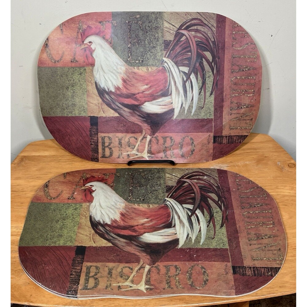 4 Greenbrier International Inc Gourmet Rooster Table Placemat Kitchen 17 x 11.5"